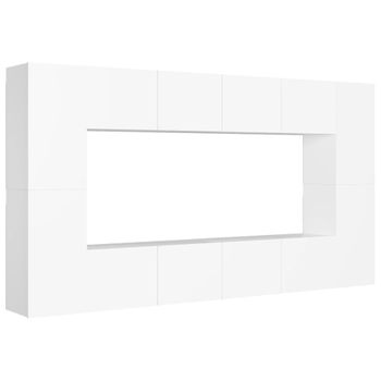 Juego De Mueble Para Tv De 8 Piezas Aglomerado Blanco