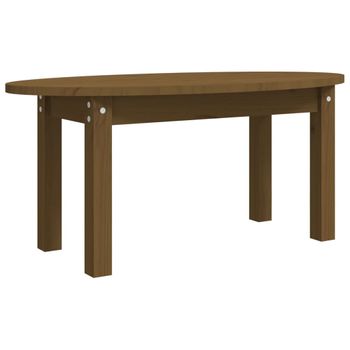 Mesa De Centro Madera Maciza De Pino Marrón Miel 80x40x35 Cm