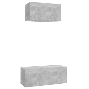 Set De Muebles De Salón 2 Piezas Madera Ingeniería Gris Hormigón