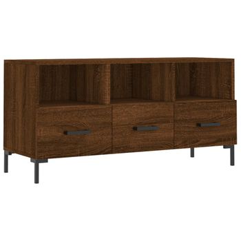 Mueble De Tv Madera De Ingeniería Marrón Roble 102x36x50 Cm