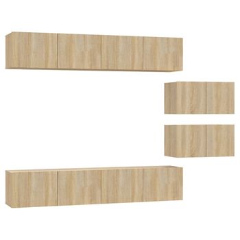 Set De Muebles Para Tv 6 Piezas Madera Contrachapada Roble Sonoma