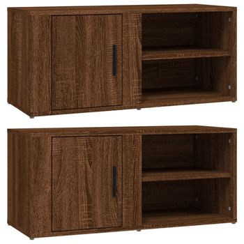 Mueble Tv 2 Unidades Madera Contrachapada Roble Marrón 80x31,5x36cm