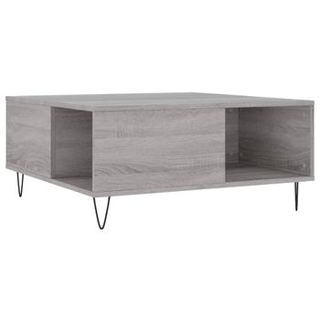 Mesa De Centro Madera Contrachapada Gris Sonoma 80x80x36,5 Cm