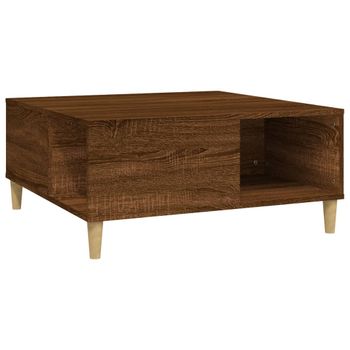 Mesa De Centro Madera Contrachapada Roble Marrón 80x80x36,5 Cm