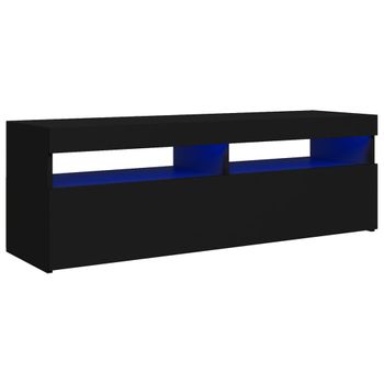 Mueble De Tv Con Luces Led Negro 120x35x40 Cm