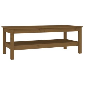 Mesa De Centro Madera Maciza De Pino Marrón Miel 110x50x40 Cm