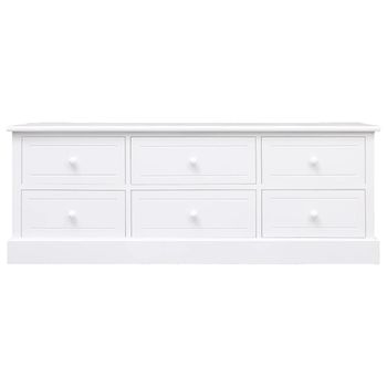 Mueble Para Tv Madera Maciza De Paulownia Blanco 108x30x40 Cm