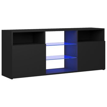 Mueble De Tv Con Luces Led Negro 120x30x50 Cm