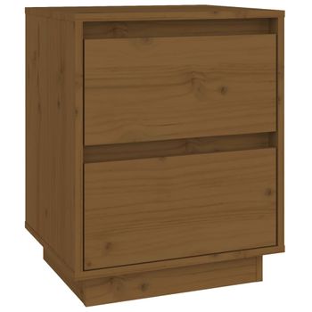 Mesita De Noche Madera Maciza De Pino Marrón Miel 40x35x50 Cm