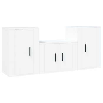 Set De Muebles De Tv 3 Piezas Madera Contrachapada Blanco