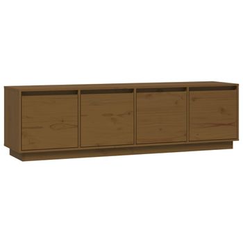 Mueble De Tv Madera Maciza De Pino Marrón Miel 156x37x45 Cm