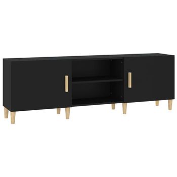 Mueble Para Tv Madera Contrachapada Negro 150x30x50 Cm