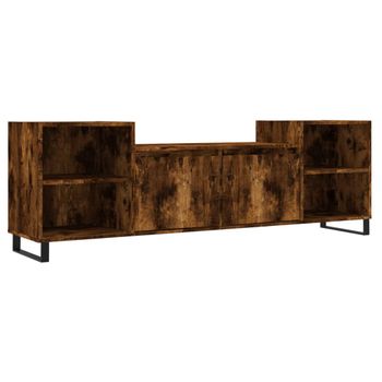 Mueble Para Tv Madera Contrachapada Roble Ahumado 160x35x55 Cm