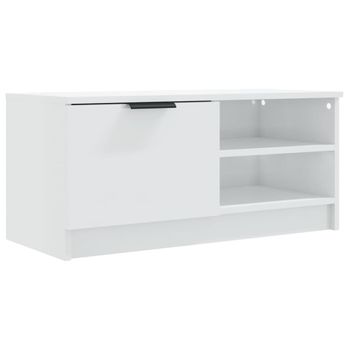 Mueble De Tv Madera Contrachapada Blanco Brillante 80x35x36,5cm