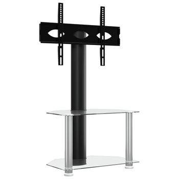 Mueble Tv Esquina 2 Niveles Para 32-70 Pulgadas Negro Plateado