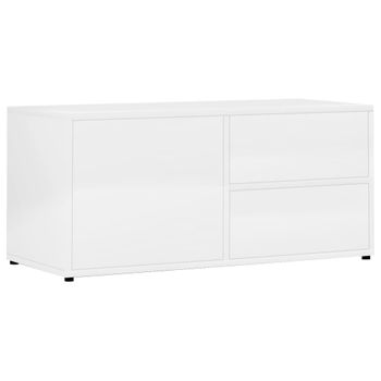 Mueble Tv Madera Contrachapada Blanco Brillante 80x34x36 Cm