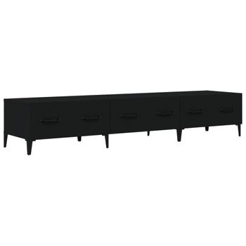 Mueble De Tv Madera Contrachapada Negro 150x34,5x30 Cm