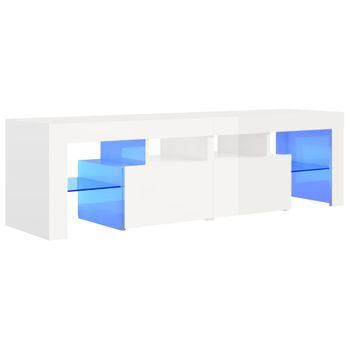 Mueble De Tv Con Luces Led Blanco Brillante 140x36,5x40 Cm