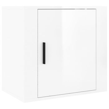 Mesita De Noche De Pared Blanco Brillante 50x30x47 Cm