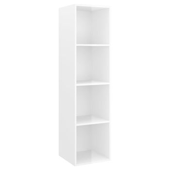 Mueble Tv Pared Contrachapada Blanco Brillo 37x37x142,5 Cm