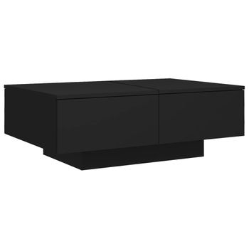 Mesa De Centro Madera Contrachapada Negro 90x60x31 Cm