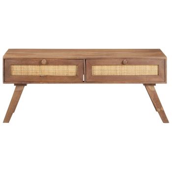 Mesa De Centro De Madera Maciza De Mango 100x60x40 Cm