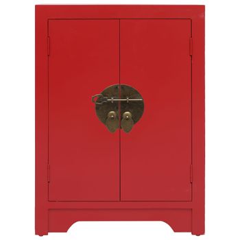 Mesita De Noche Madera De Paulownia Rojo 38x28x52 Cm