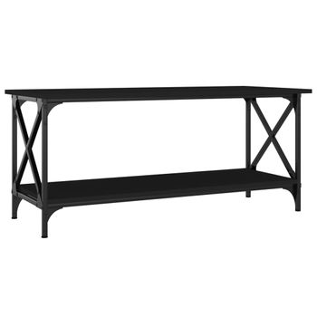 Mesa De Centro Madera Contrachapada Y Hierro Negro 100x45x45 Cm