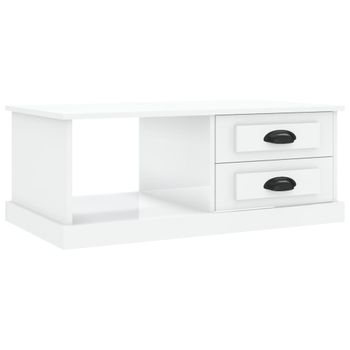 Mesa De Centro Madera Contrachapada Blanco Brillo 90x50x35 Cm