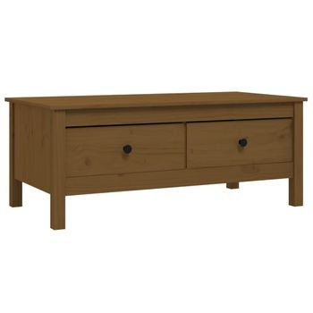 Mesa De Centro Madera Maciza De Pino Marrón Miel 100x50x40 Cm