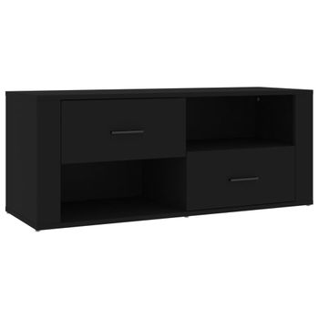 Mueble Para Tv Madera Contrachapada Negra 100x35x40 Cm