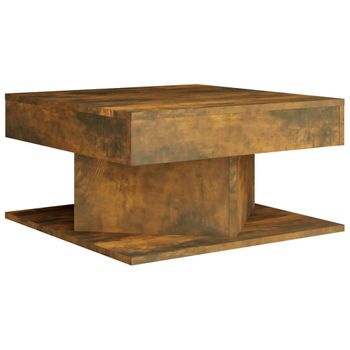 Mesa De Centro Madera Contrachapada Roble Ahumado 57x57x30 Cm