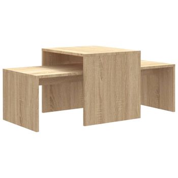 Mesa De Centro Madera Contrachapada Color Roble 100x48x40 Cm