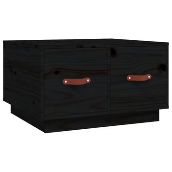 Mesa De Centro De Madera Maciza De Pino Negro 60x53x35 Cm