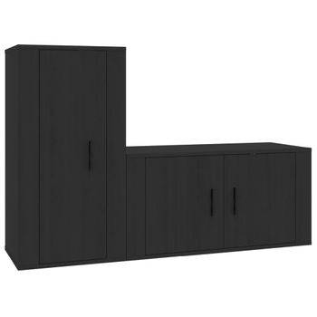 Set De Muebles Para Tv 2 Piezas Madera Contrachapada Negro