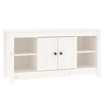 Mueble Para Tv De Madera Maciza De Pino Blanco 103x36,5x52 Cm