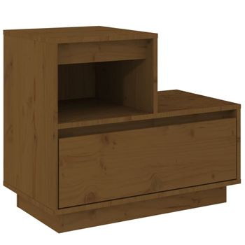 Mesita De Noche Madera Maciza De Pino Marrón Miel 60x34x51 Cm