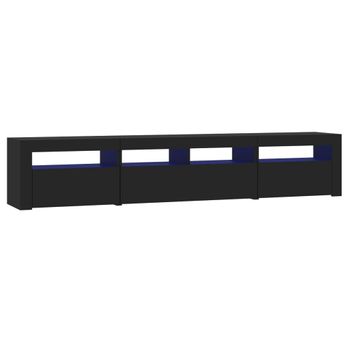 Mueble De Tv Con Luces Led Negro 210x35x40 Cm