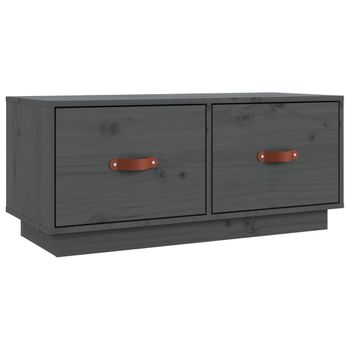 Mueble De Tv De Madera Maciza De Pino Gris 80x34x35 Cm