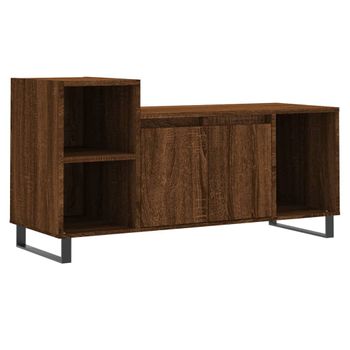 Mueble Para Tv Madera Contrachapada Marrón Roble 100x35x55 Cm