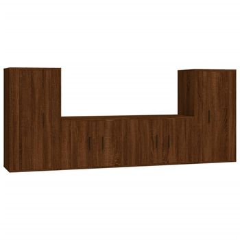 Set De Muebles Para Tv 4 Piezas Madera Contrachapada Marrón Roble