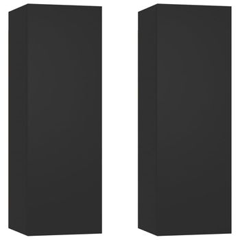 Muebles Para Tv 2 Unidades Madera Contrachapada Negro 30,5x30x90 Cm