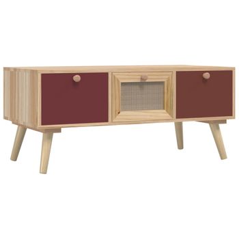 Mesa De Centro Con Cajones Madera Contrachapada 80x40x35,5 Cm