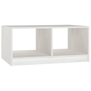 Mesa De Centro De Madera Maciza De Pino Blanco 75x50x33,5 Cm