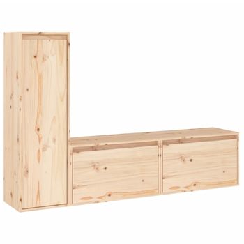 Muebles Para Tv 3 Piezas Madera Maciza De Pino