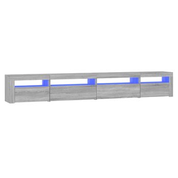 Mueble De Tv Con Luces Led Gris Sonoma 270x35x40 Cm