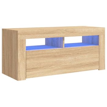 Mueble De Tv Con Luces Led Roble Sonoma 90x35x40 Cm