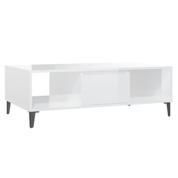 Mesa De Centro Madera Contrachapada Blanco Brillo 103,5x60x35cm