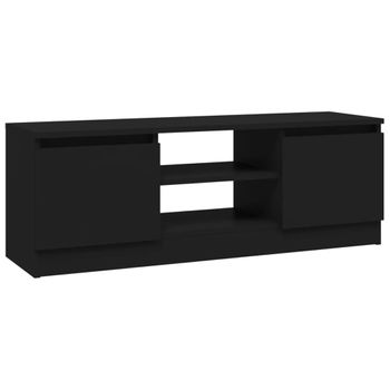 Mueble De Tv Con Puerta Negro 102x30x36 Cm