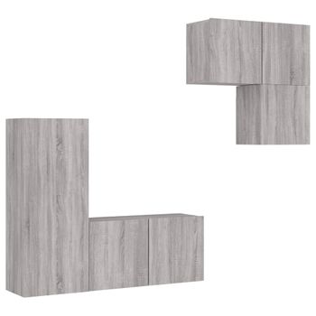 Muebles De Tv De Pared 4 Piezas Madera De Ingeniería Gris Sonoma